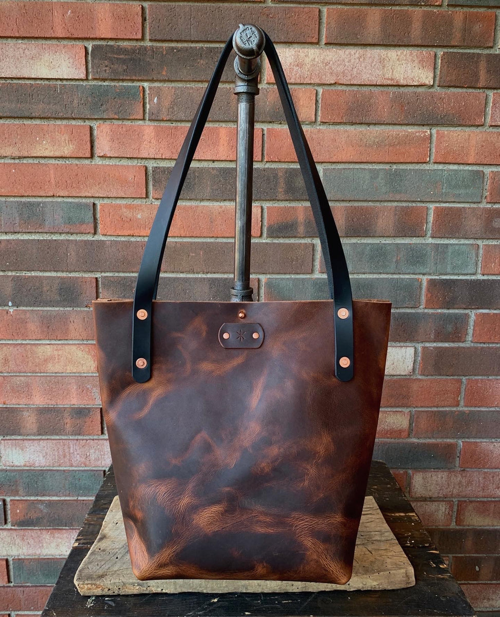 The Mal tote - Black straps – Three Sons Leather Company